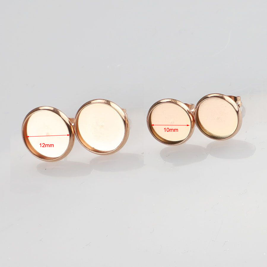 Wholesale Stainless Steel Gold Plated Rose Gold Color Black Simple Earrings